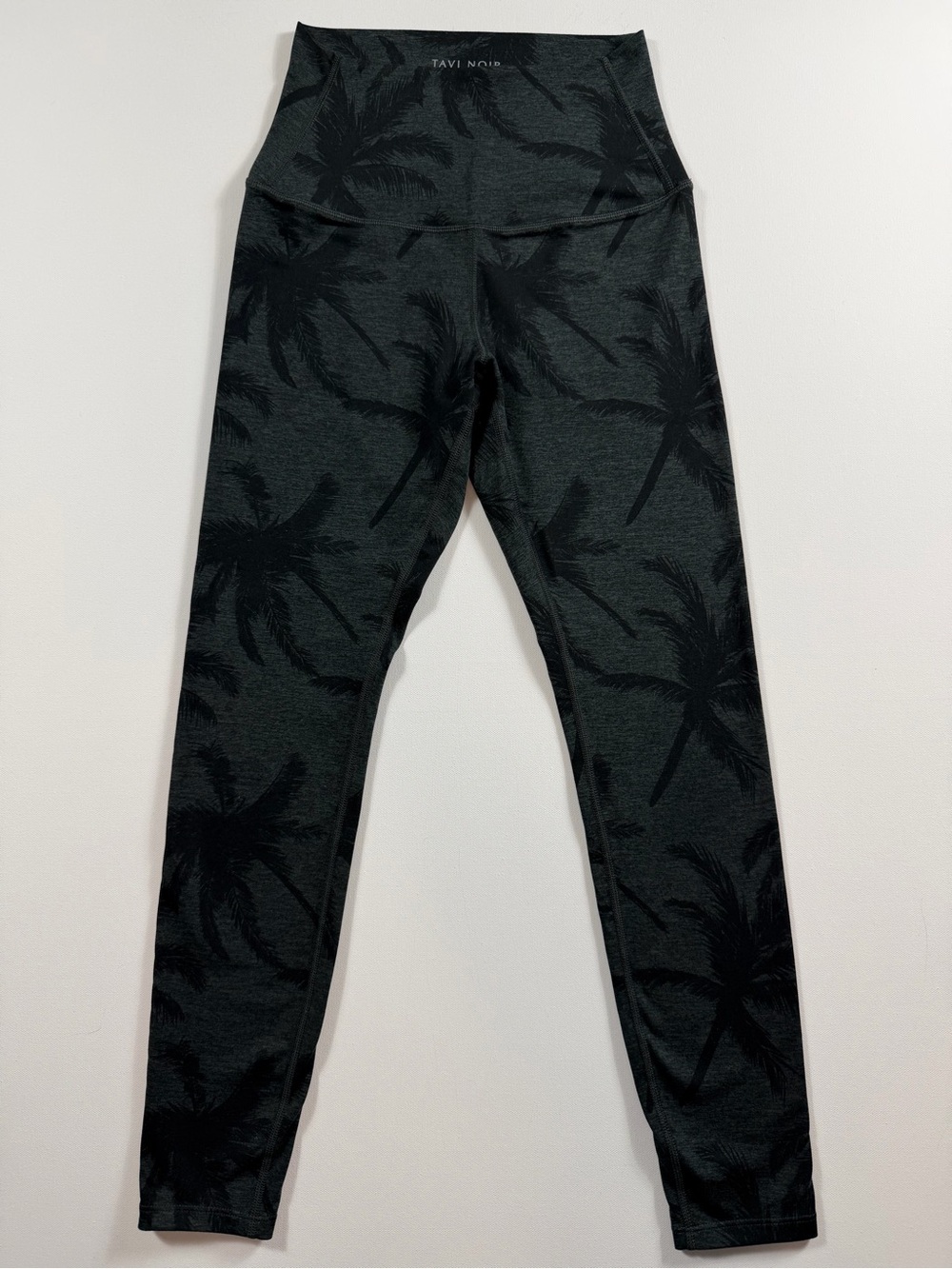 Tavi Noir High Waist 7/8 Leggings S Charcoal Palm Print Yoga Pilates Barre